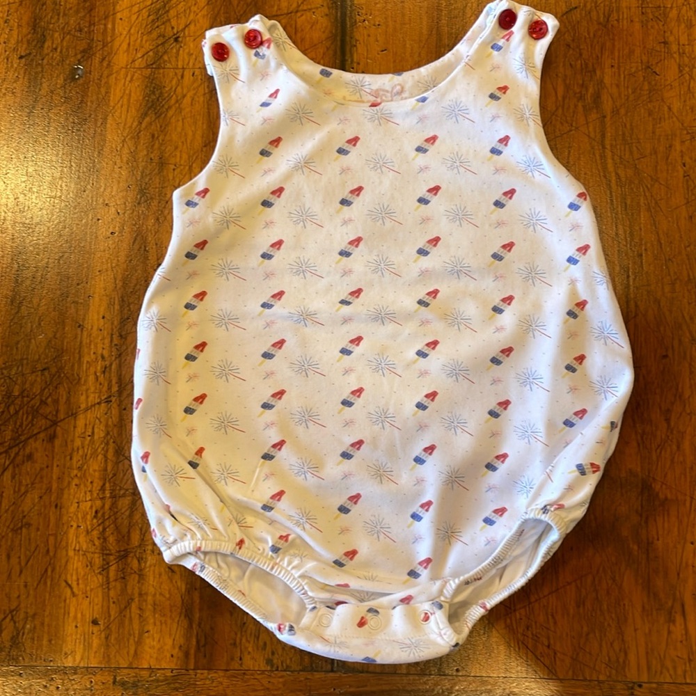JAMES & LOTTIE | red, white, and blue Pima cotton bubble | 18m
